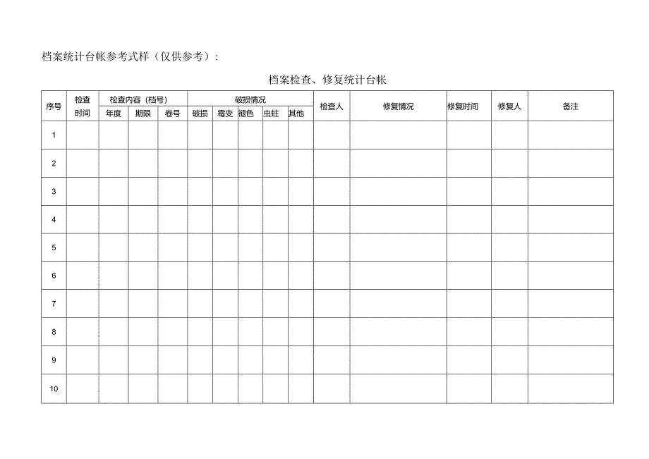 档案统计台帐参考式样.docx_第1页