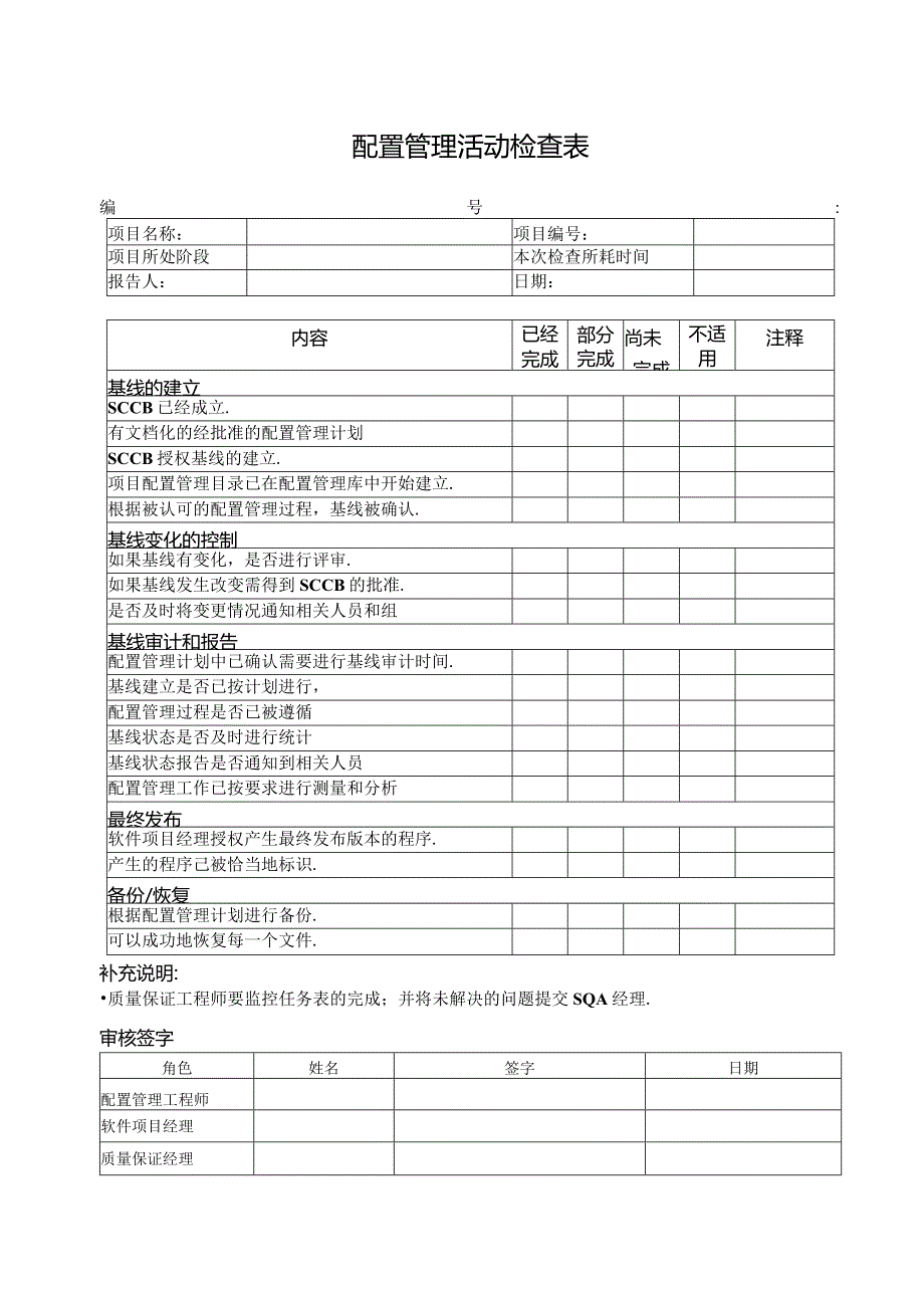 需求、配置、质量管理质量保证009_配置管理活动检查表.docx_第1页