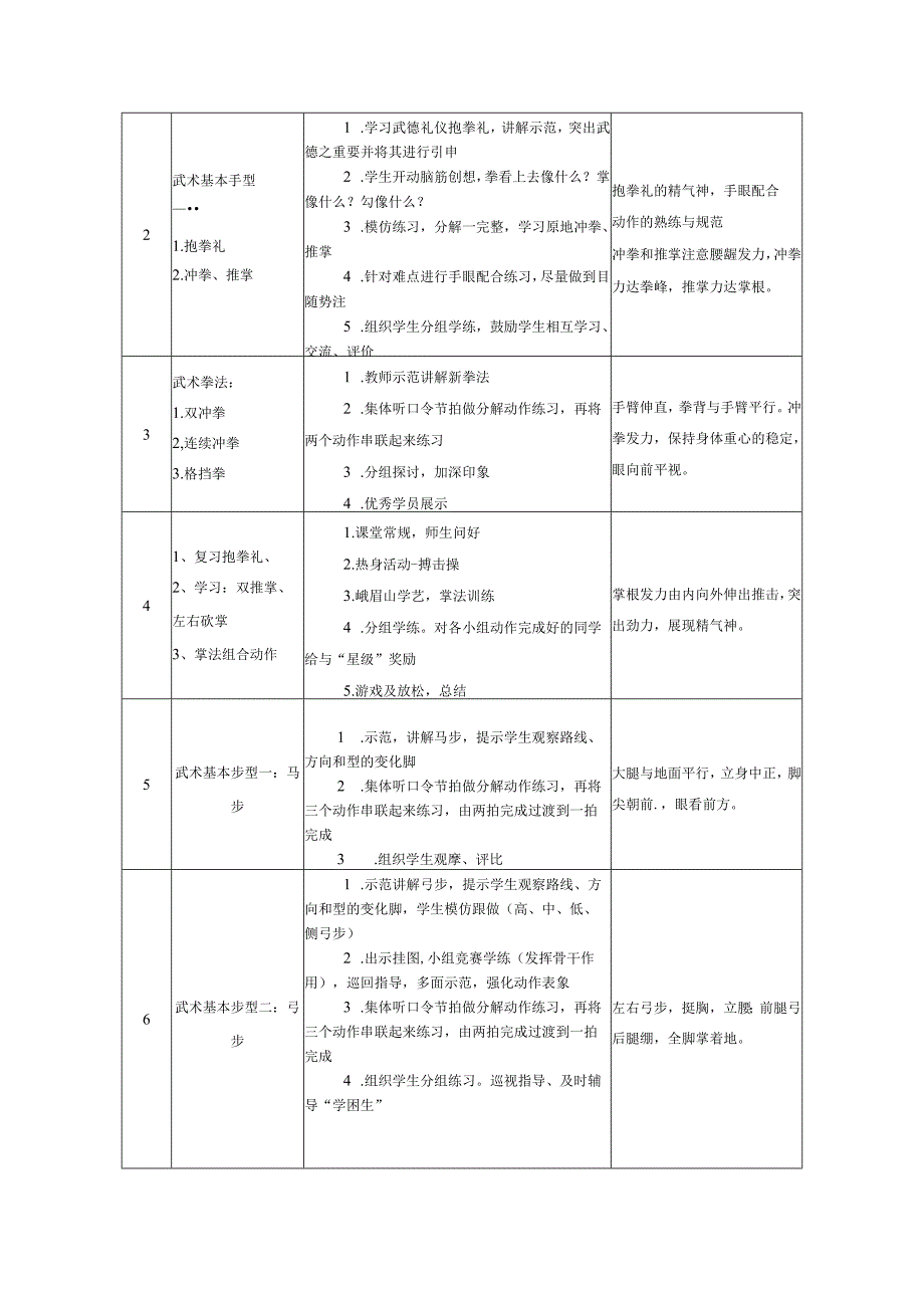 水平二（三年级）体育《武术--武术段前1-2级》大单元教学设计（计划）及教案.docx_第2页