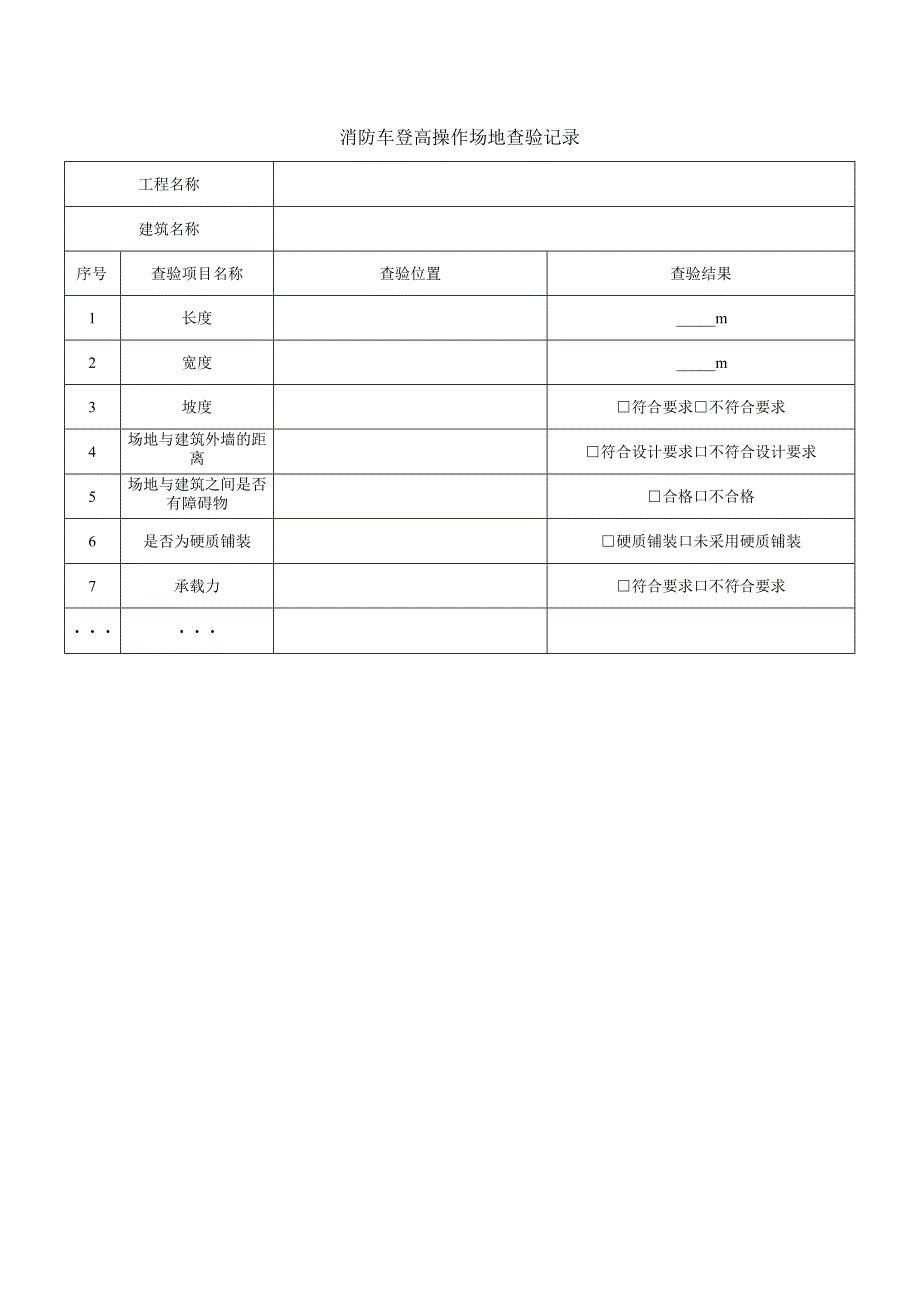 消防车登高操作场地查验记录.docx_第1页