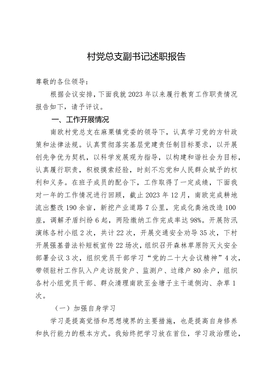 村党总支副书记述职报告.docx_第1页