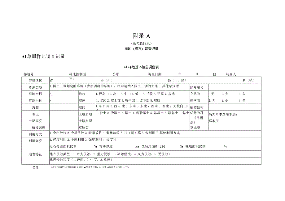 草原生态系统碳密度样地（样方）调查记录.docx_第1页