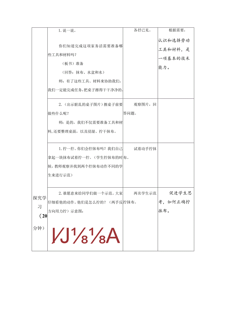 第一单元劳动启蒙：01我们爱劳动：擦桌子教学设计苏科版一年级上册小学劳动.docx_第2页