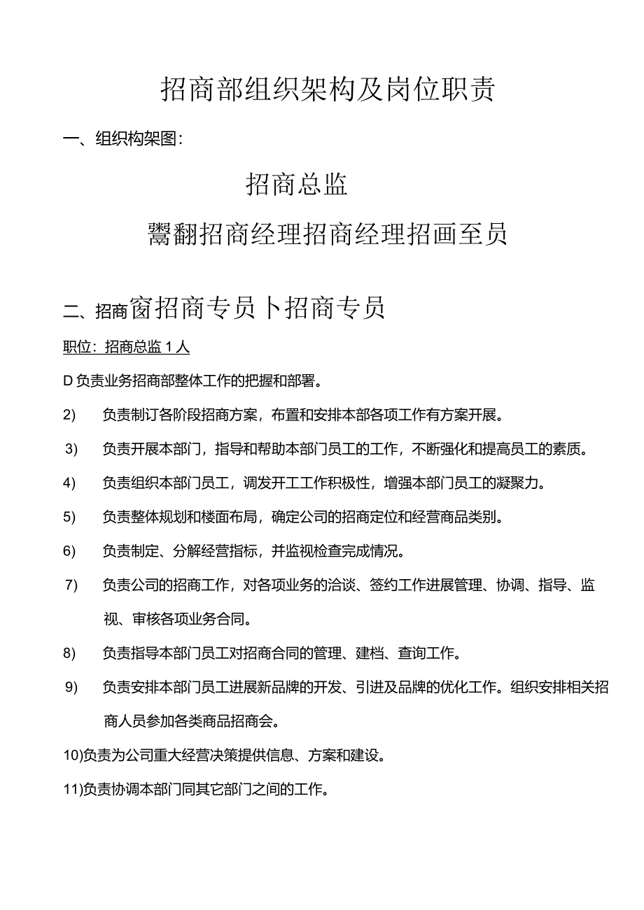 招商部组织架构与人员编制、岗位职责.docx_第1页