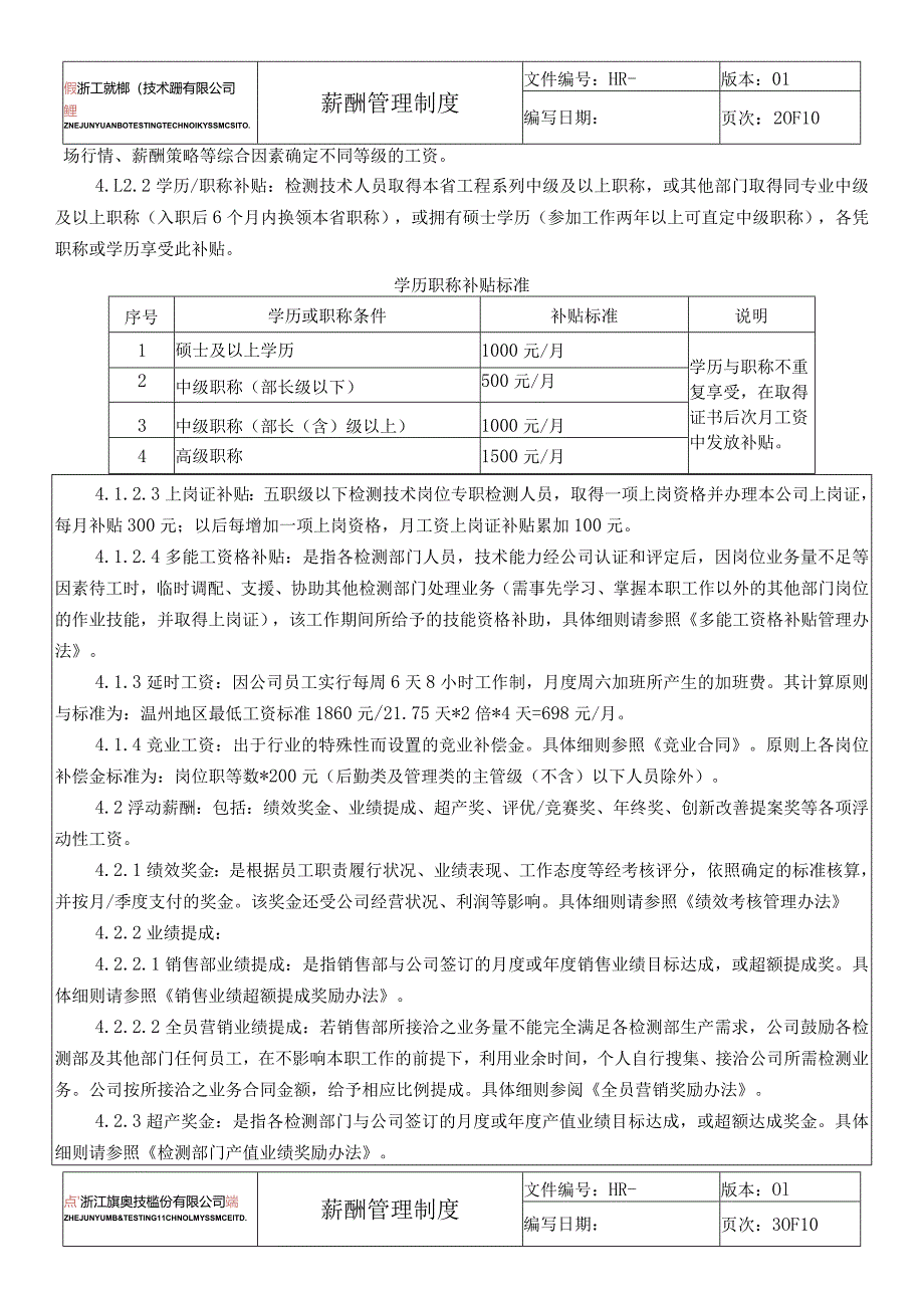 检测技术公司薪酬管理制度.docx_第3页