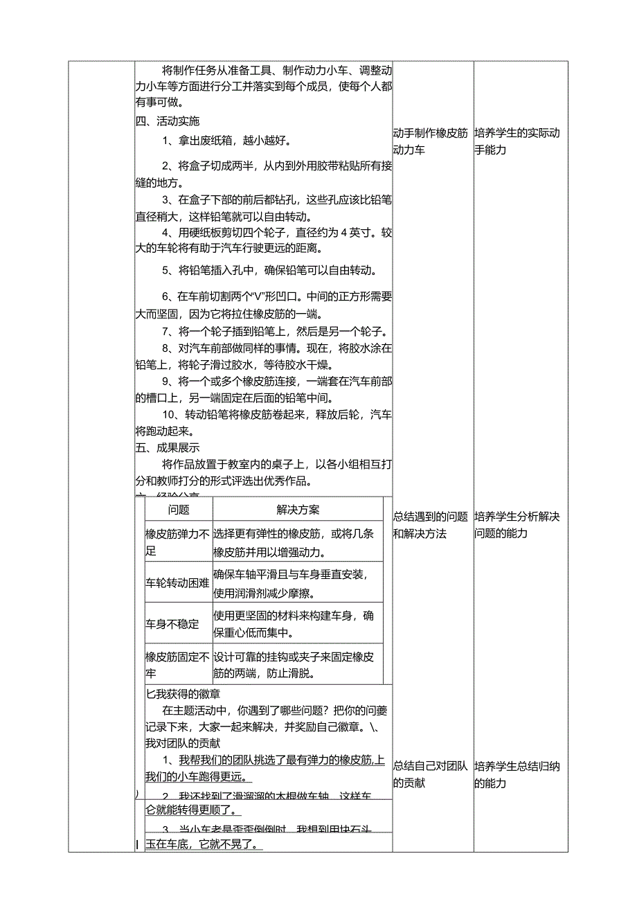 浙科学技术版六年级上册第12课《自定主题活动——制作橡皮筋动力车》教案.docx_第2页