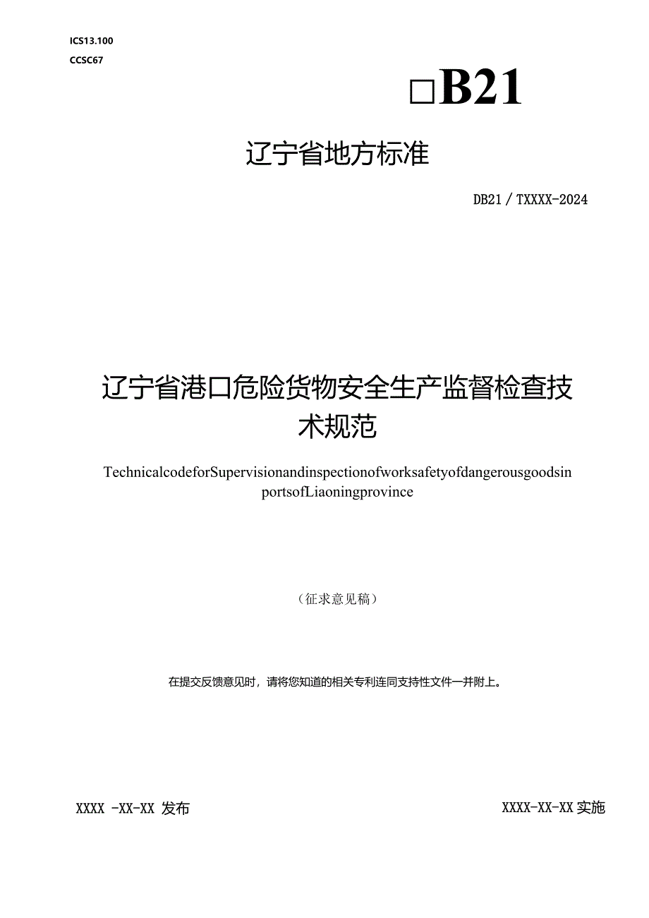 辽宁省港口危险货物安全生产监督检查技术规范.docx_第1页