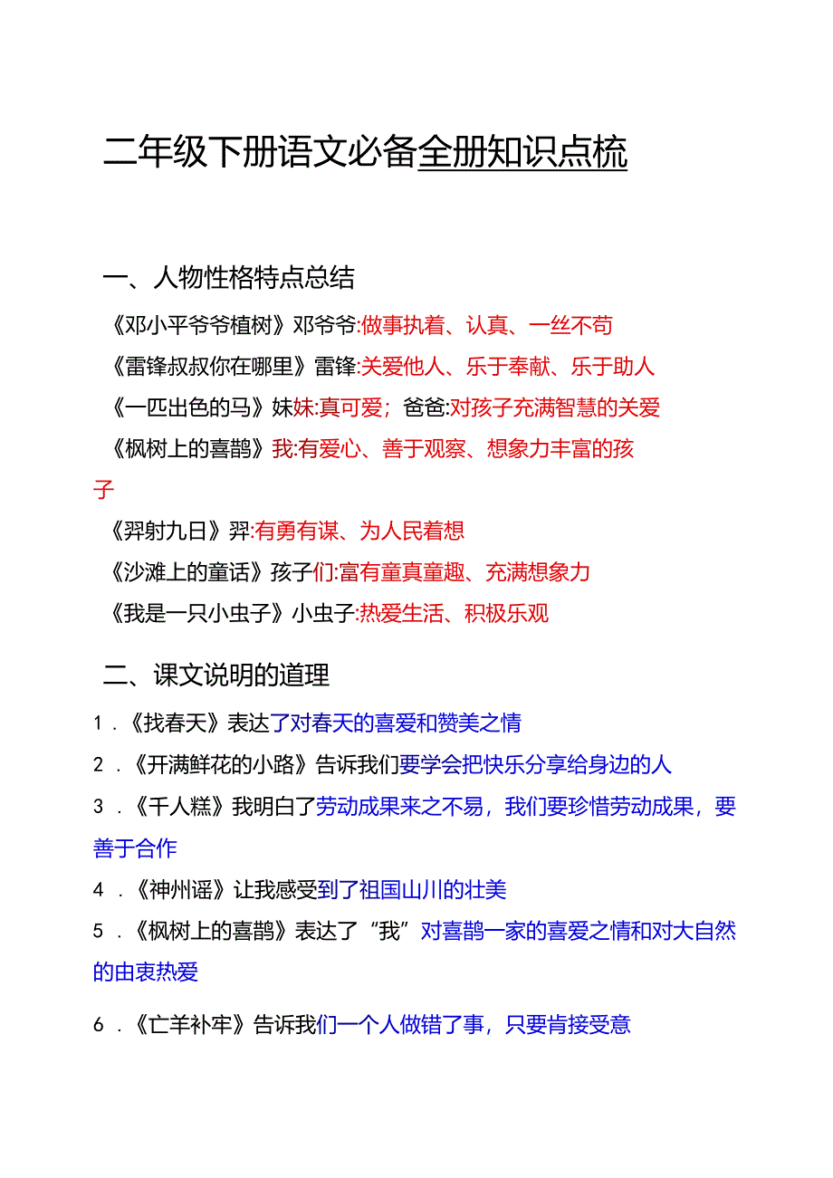 （2024春）二年级下册知识点总结.docx_第1页