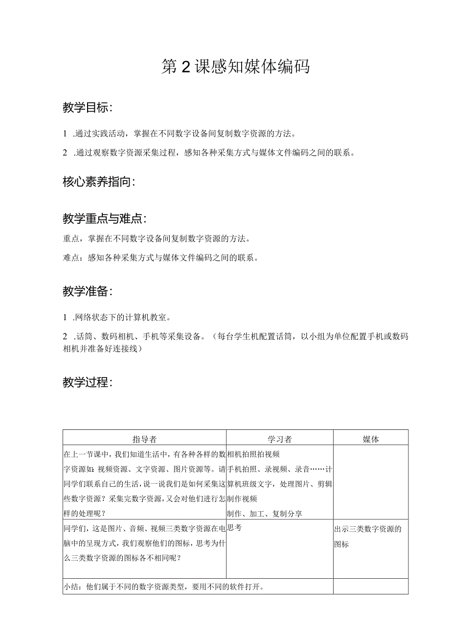 第2课感知媒体编码（教案）三年级下册信息技术浙教版.docx_第1页