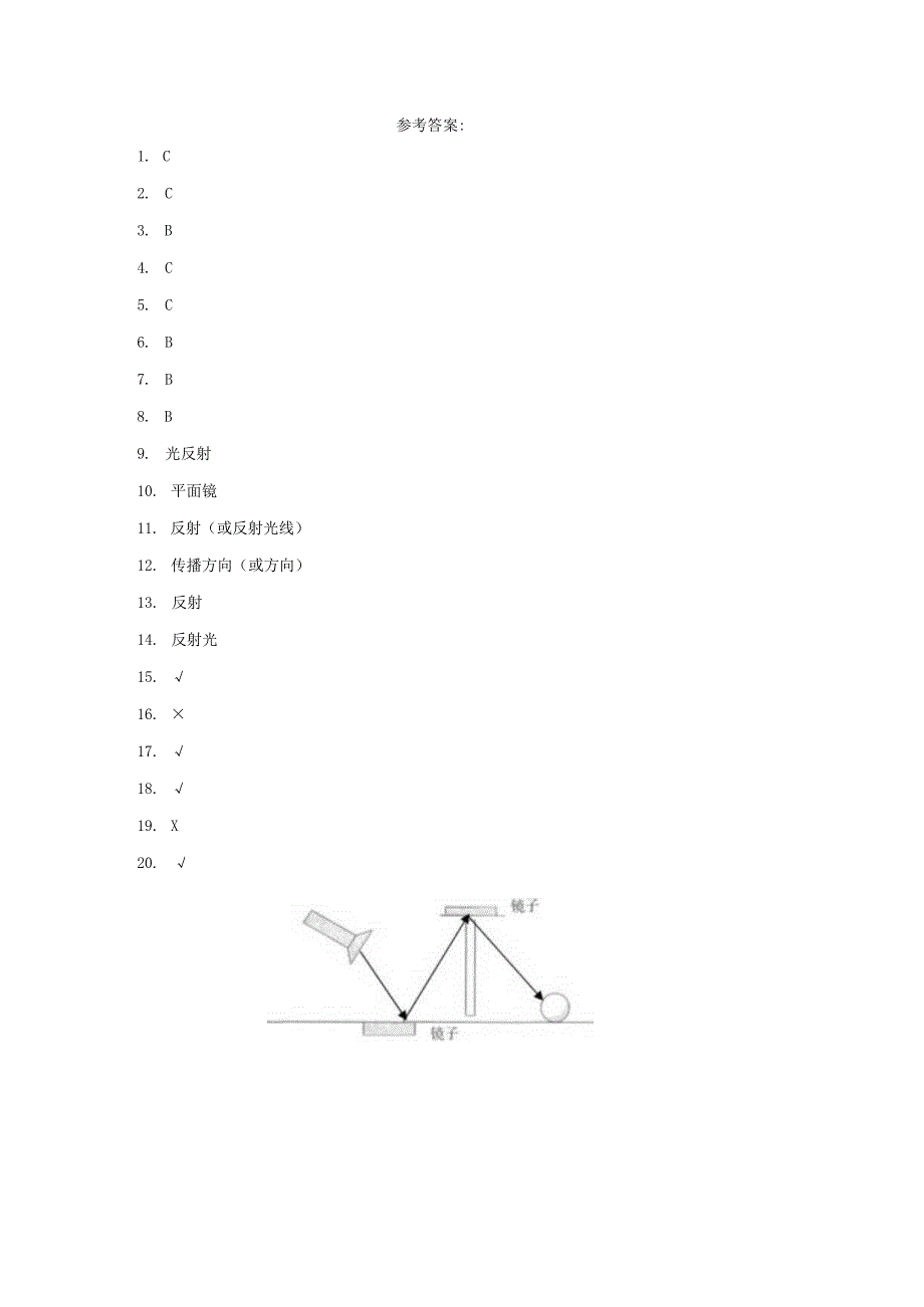 粤教版科学六年级上册1-3光的反射练习.docx_第3页