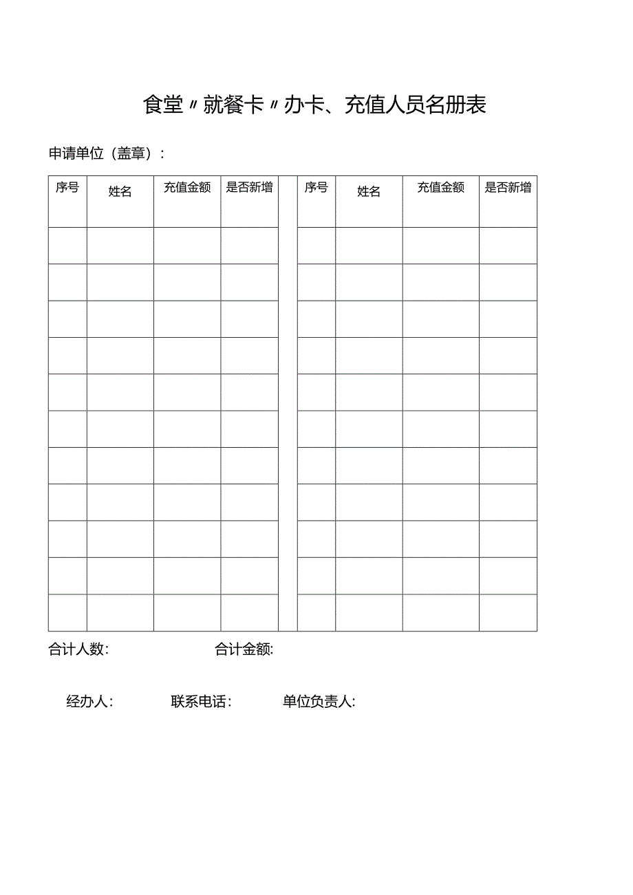 食堂“就餐卡”办卡、充值人员名册表.docx_第1页