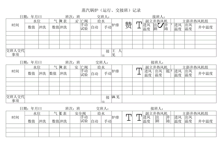 蒸汽锅炉(运行、交接班)记录.docx_第1页