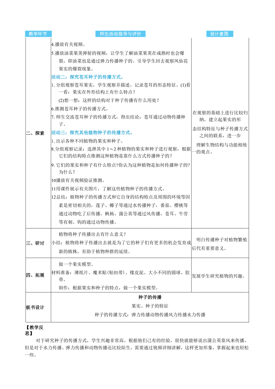 种子的传播核心素养目标教案表格式新教科版科学四年级下册.docx_第2页