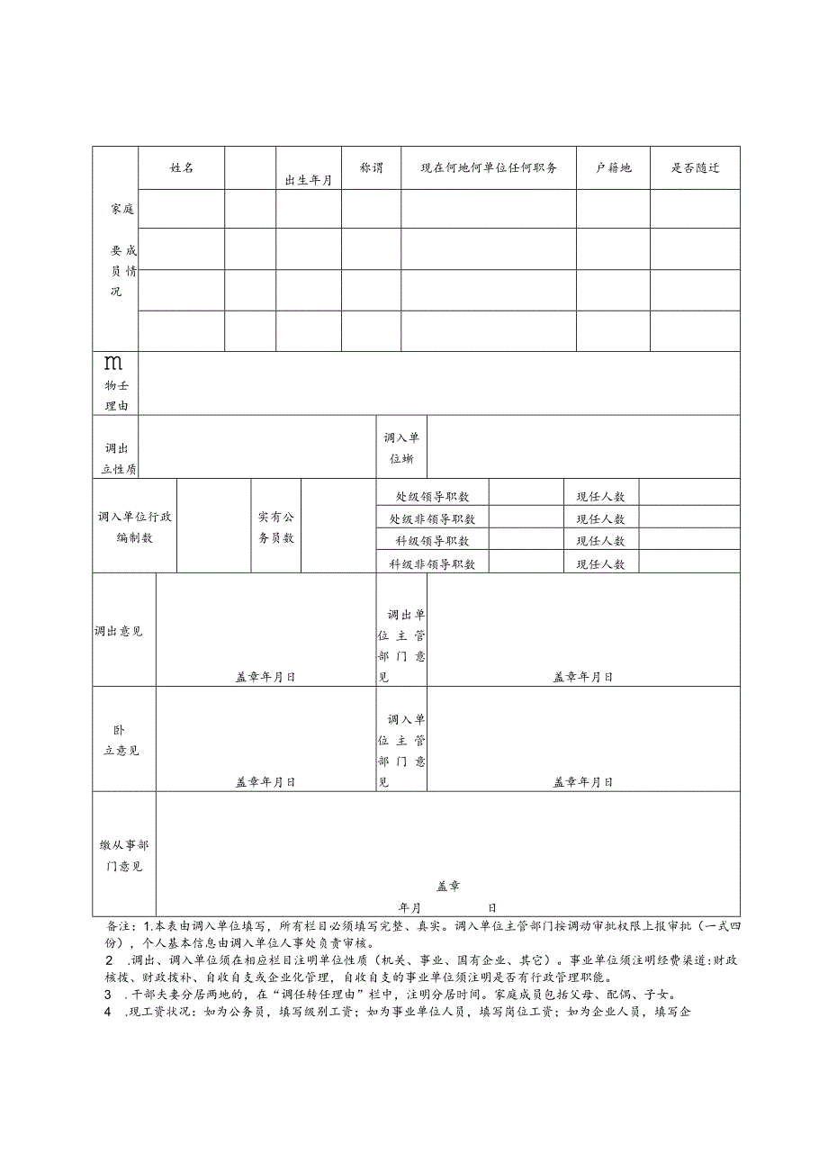 行政机关公务员调任转任呈报表.docx_第2页