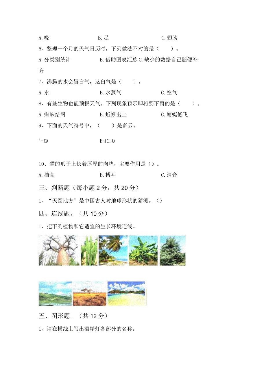 苏教版三年级科学上册期末测试卷【参考答案】.docx_第2页