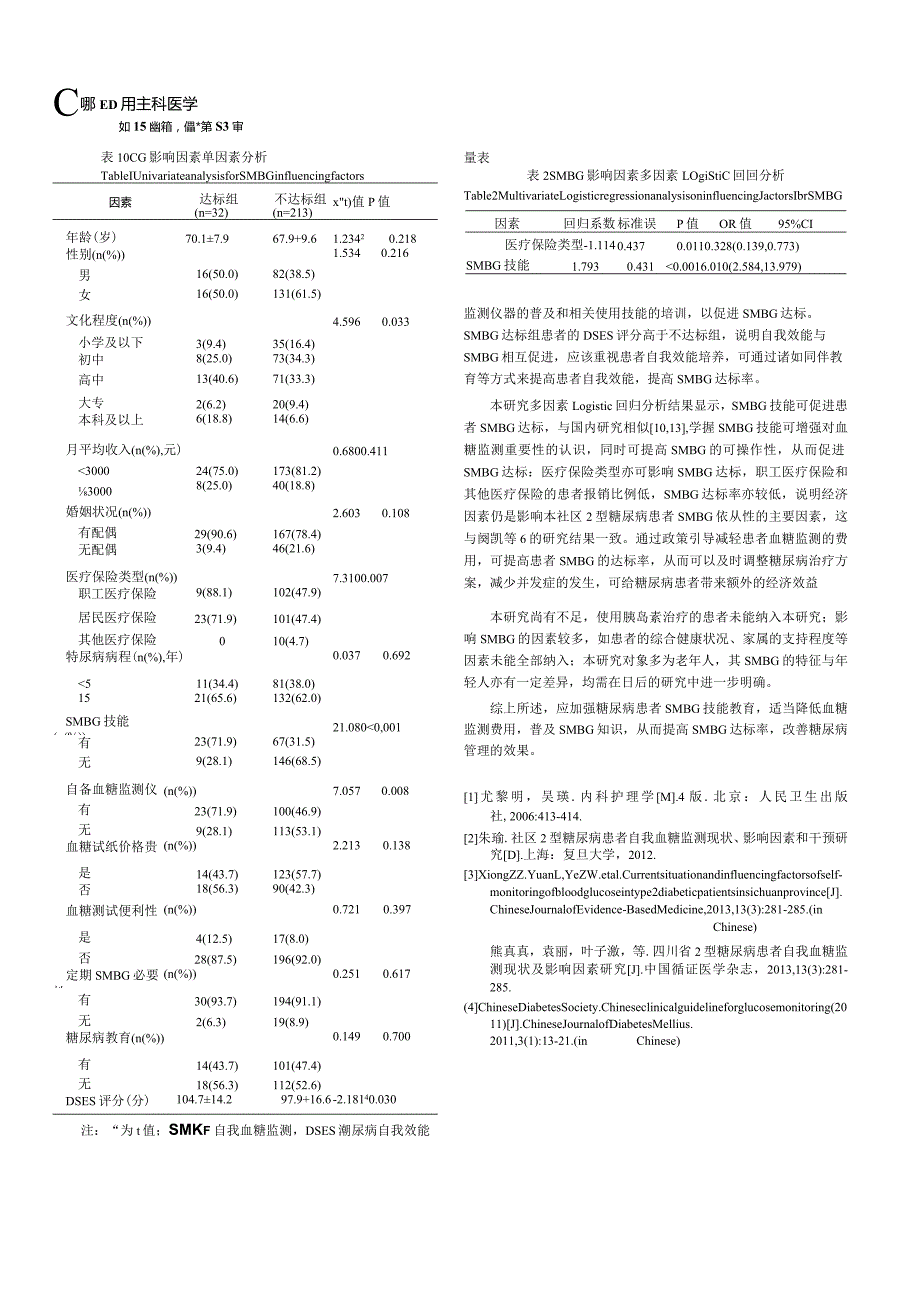 社区2型糖尿病患者自我血糖监测现状及影响因素分析.docx_第3页