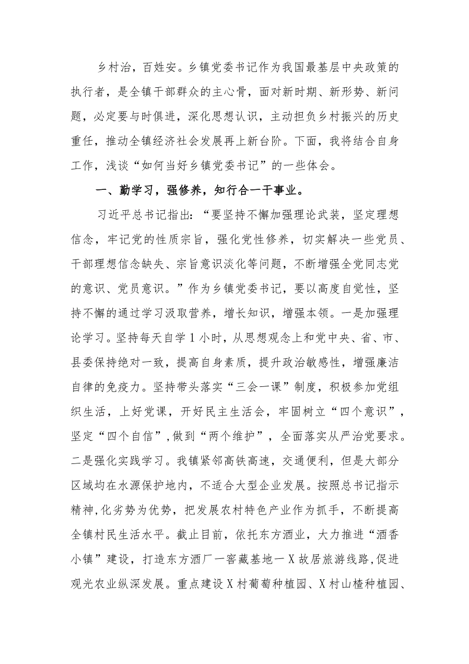 讲稿：如何当好乡镇党委书记——驾驭全局谋发展统筹协调绘蓝图.docx_第1页