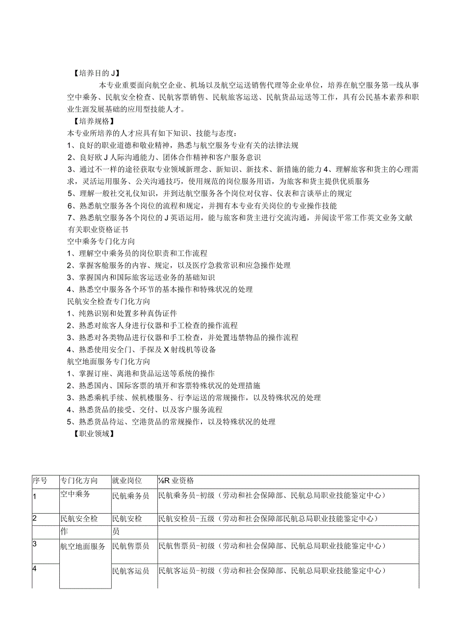 航空服务专业实施方案.docx_第1页