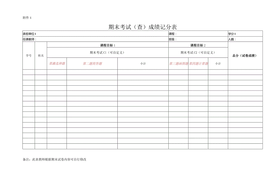 课程目标达成度计算及总评成绩评定表.docx_第2页