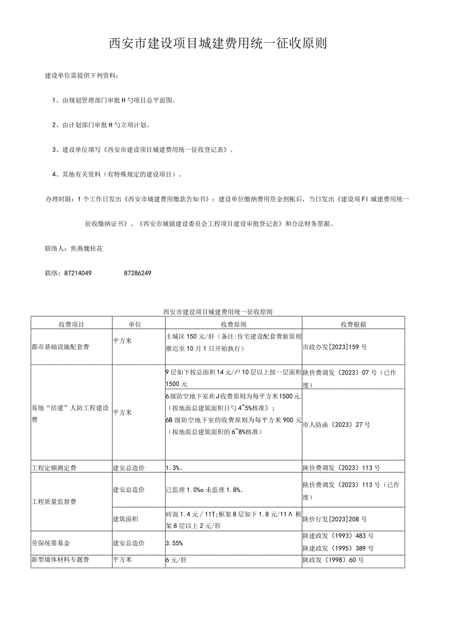 西安市基建项目城建费用征收程序统一标准.docx_第1页