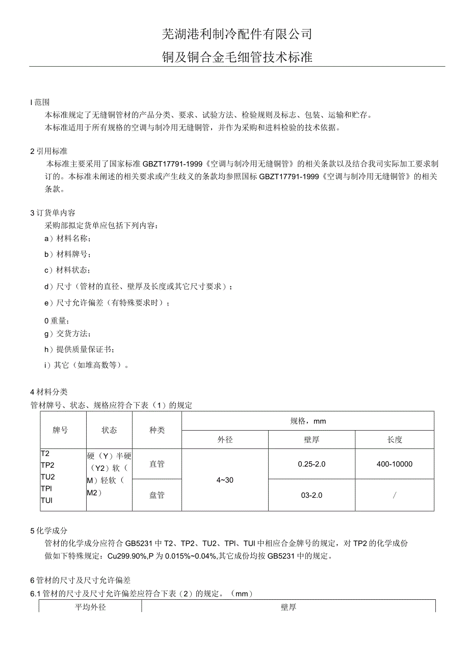 芜湖港利紫铜管企业标准.docx_第1页