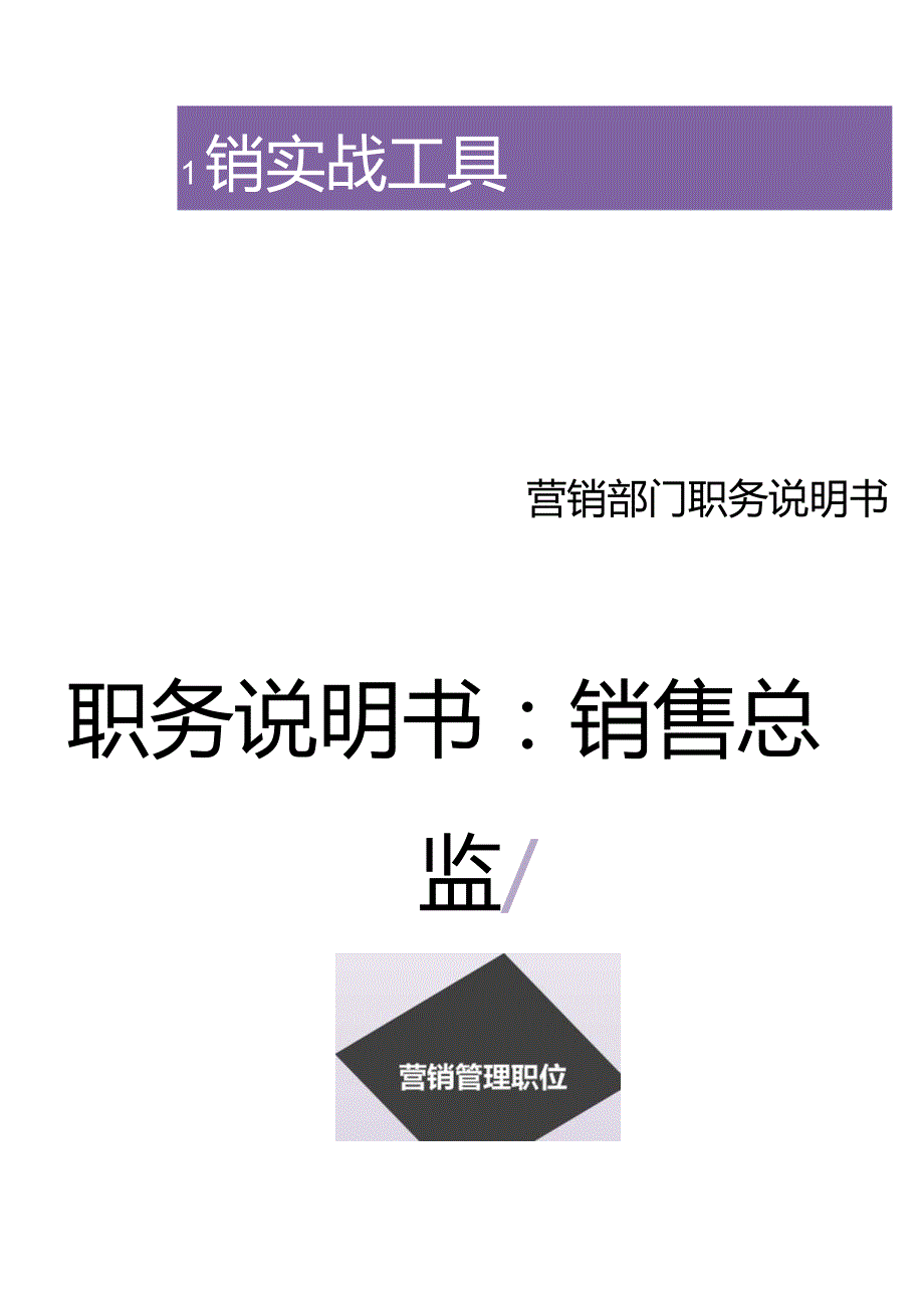 职务说明书——销售总监.docx_第1页