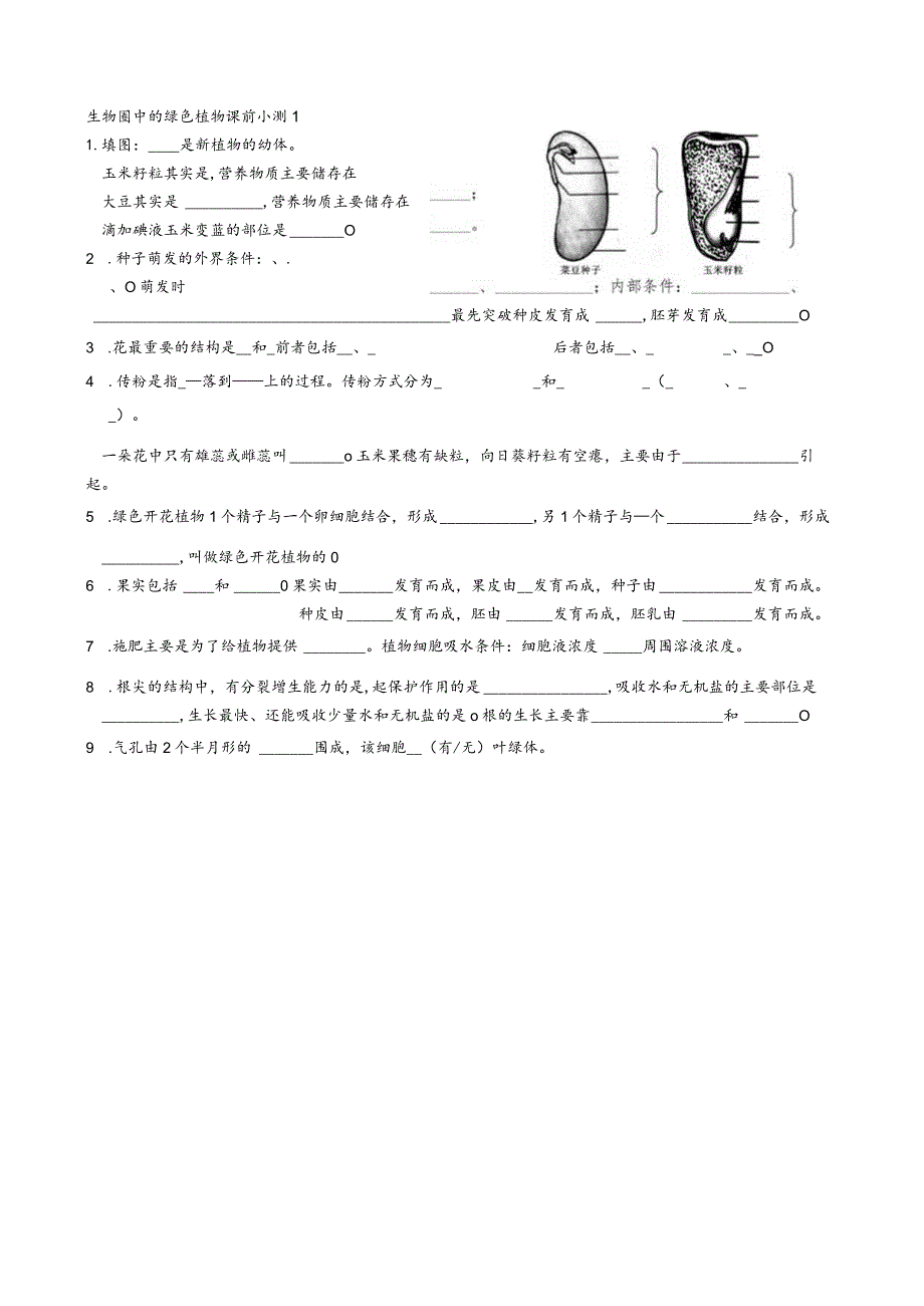 种子的结构课前小测.docx_第1页