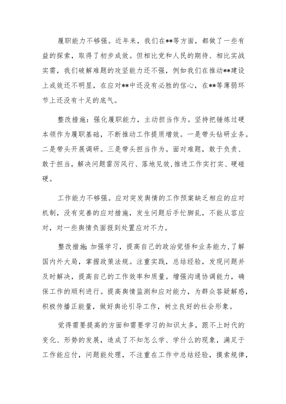 第二批主题教育“能力本领”“担当作为”方面问题清单及整改措施参考范文.docx_第3页