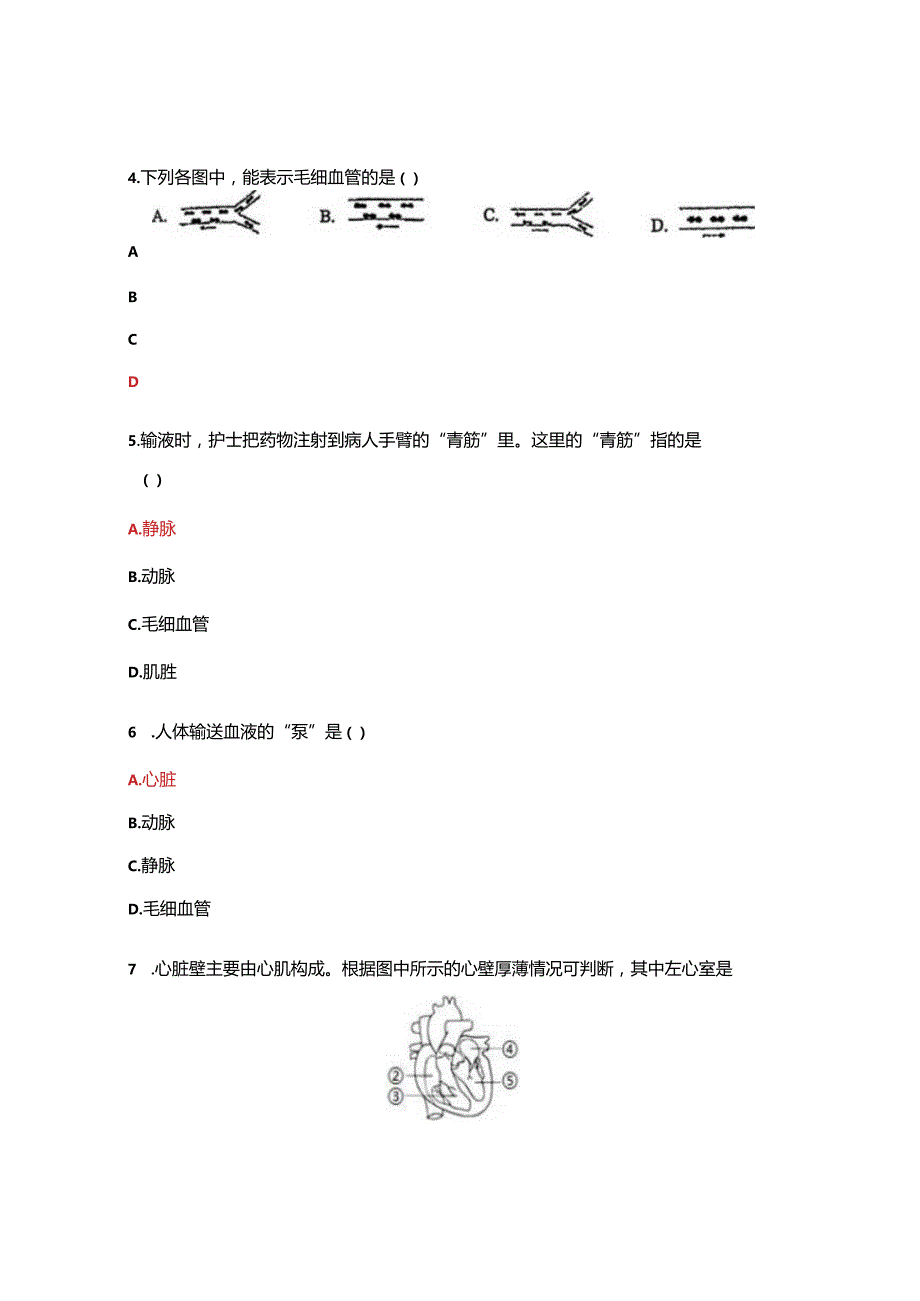 血液循环系统练习试题附答案.docx_第3页