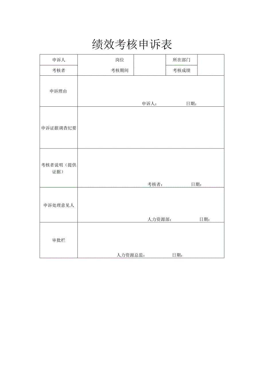 绩效考核申述表.docx_第1页