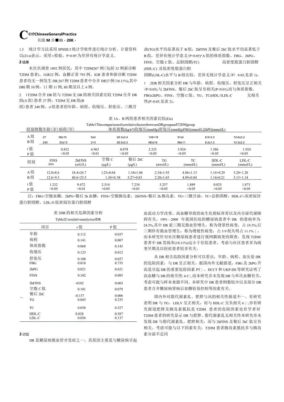 社区2型糖尿病患者视网膜病变相关危险因素调查.docx_第2页