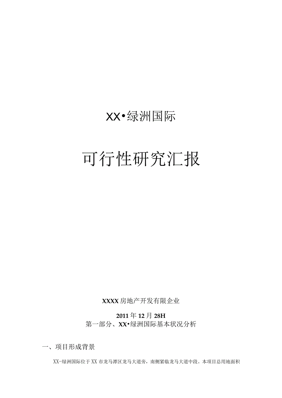 绿洲国际项目可行性研究报告.docx_第1页