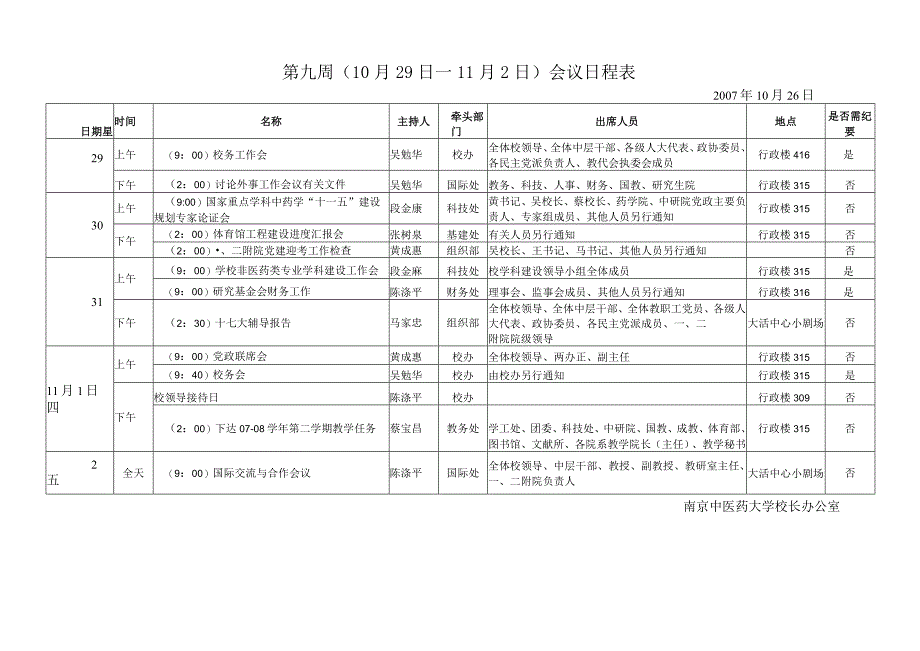 第一周（9月4日—9月8日）会议日程表.docx_第1页