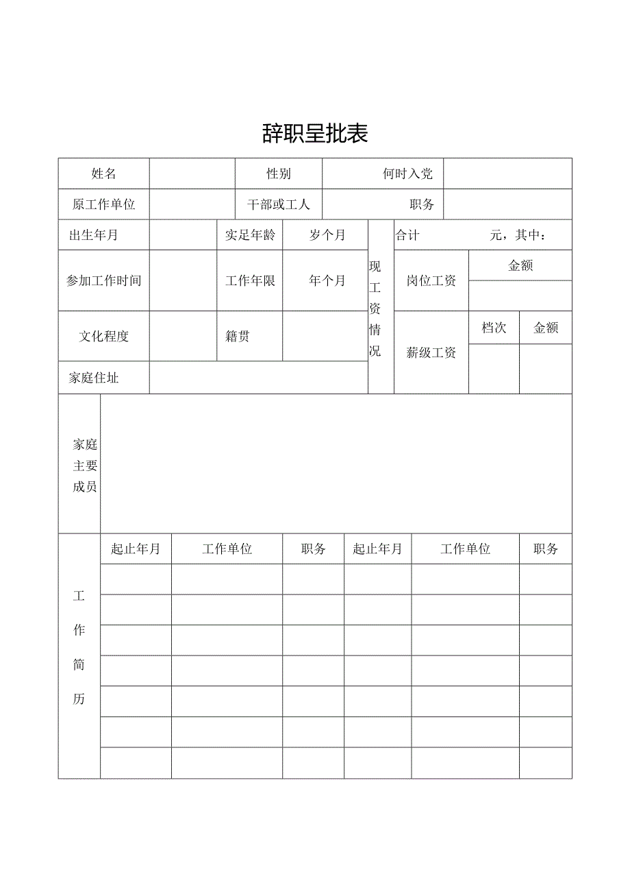 辞职呈报表.docx_第1页