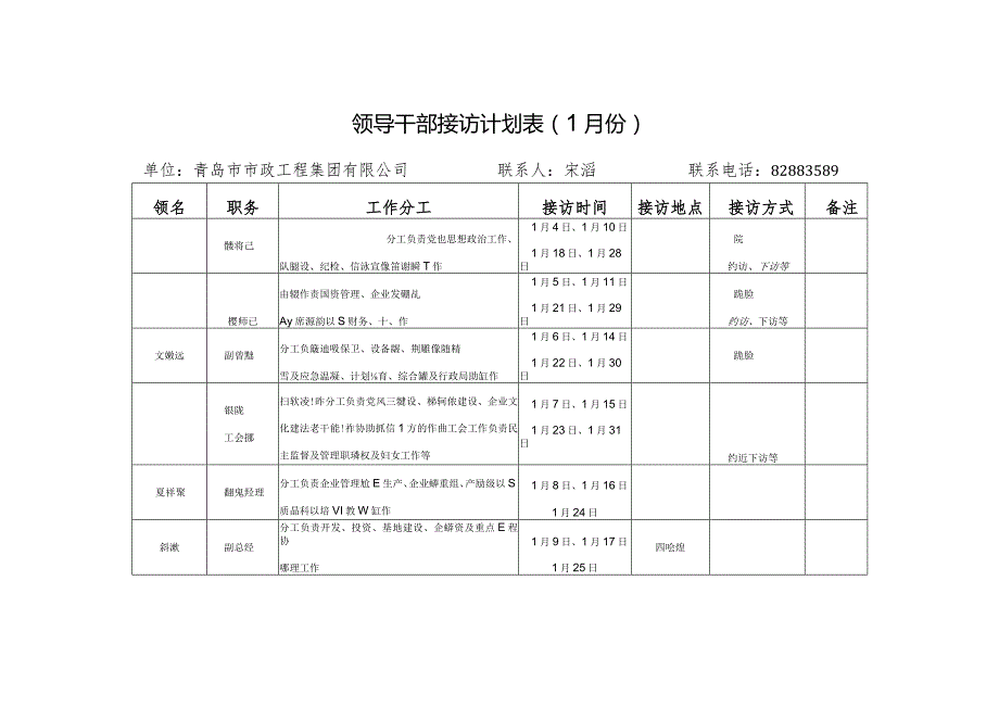 领导干部接访计划表（2月份）.docx_第1页