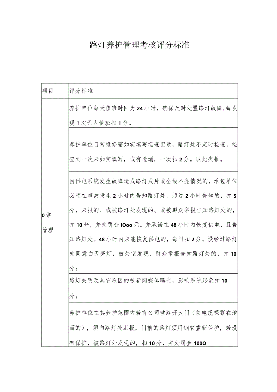 路灯养护管理考核评分标准.docx_第1页