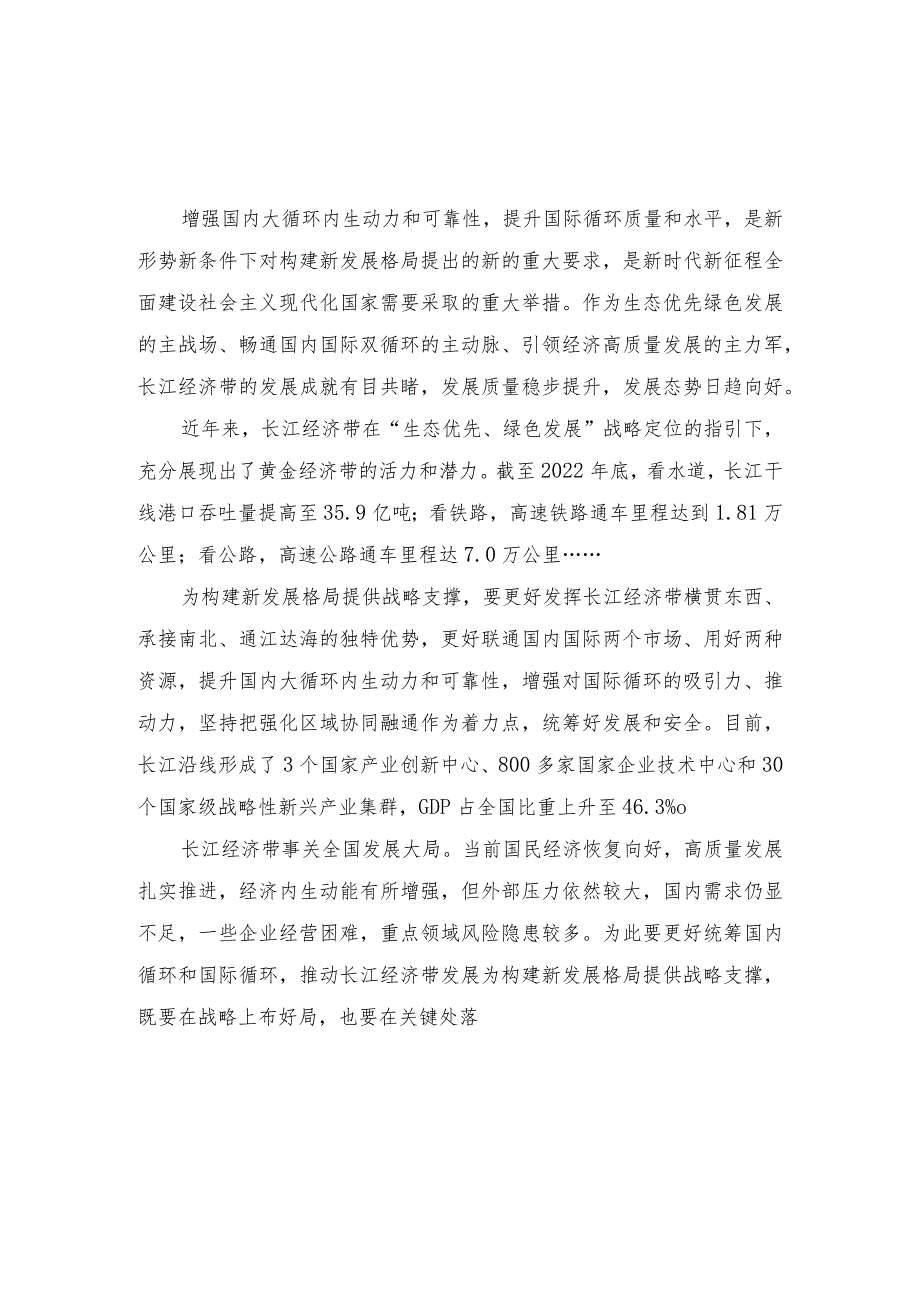 （4篇）2023推动长江经济带高质量发展研讨发言稿心得体会深化能力作风建设“工作落实年”落实情况报告.docx_第1页