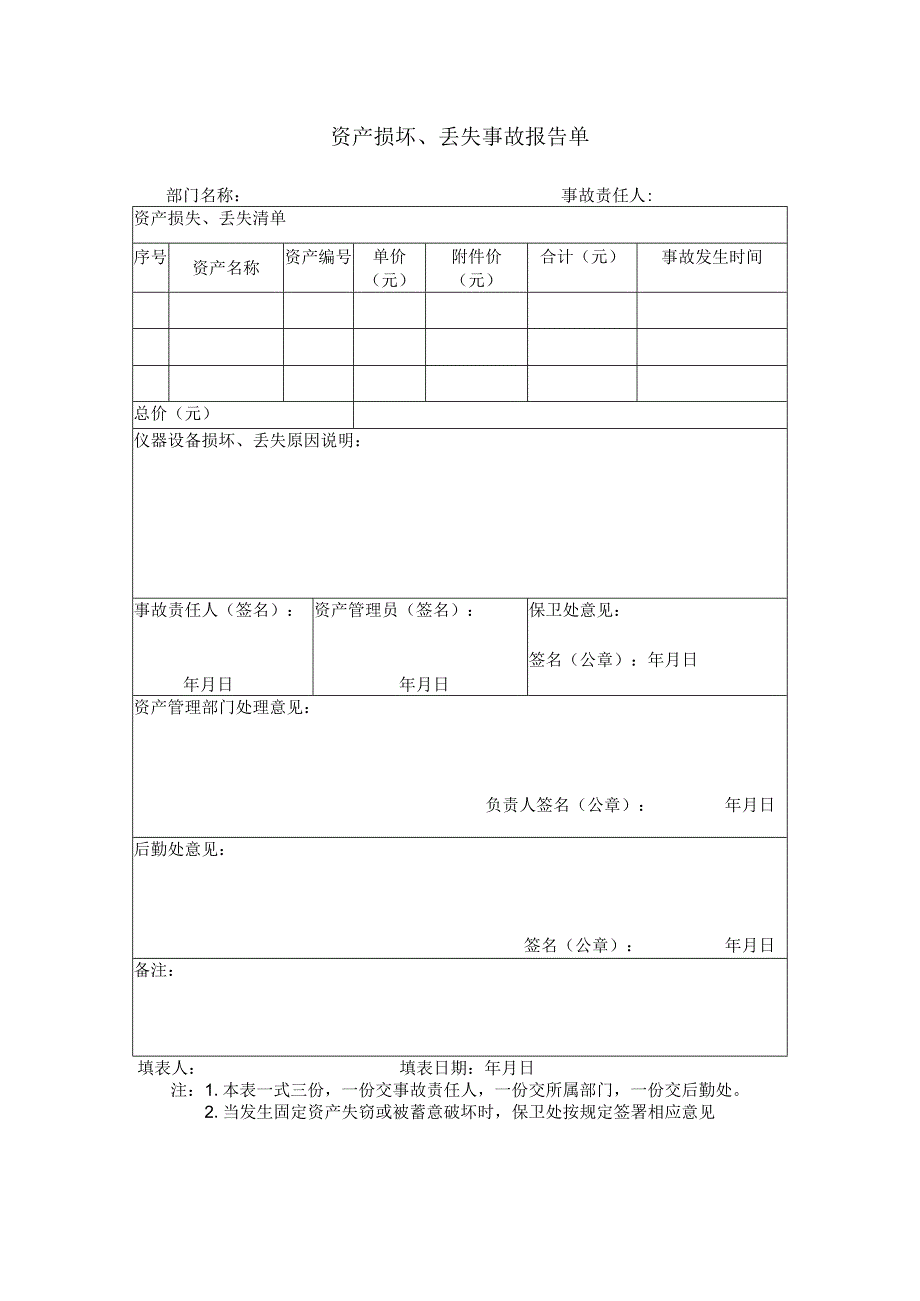 资产损坏、丢失事故报告单.docx_第1页