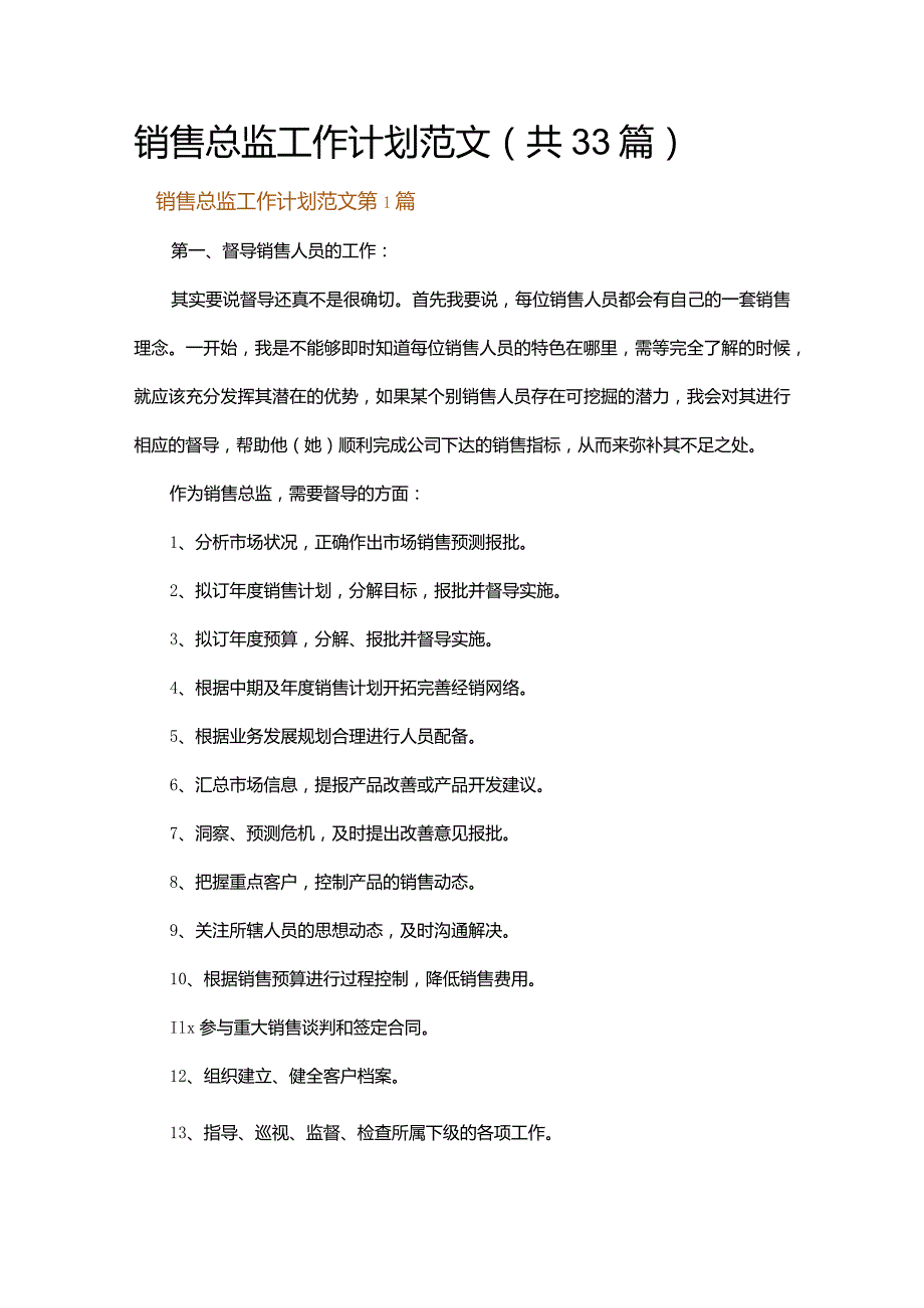 销售总监工作计划范文.docx_第1页