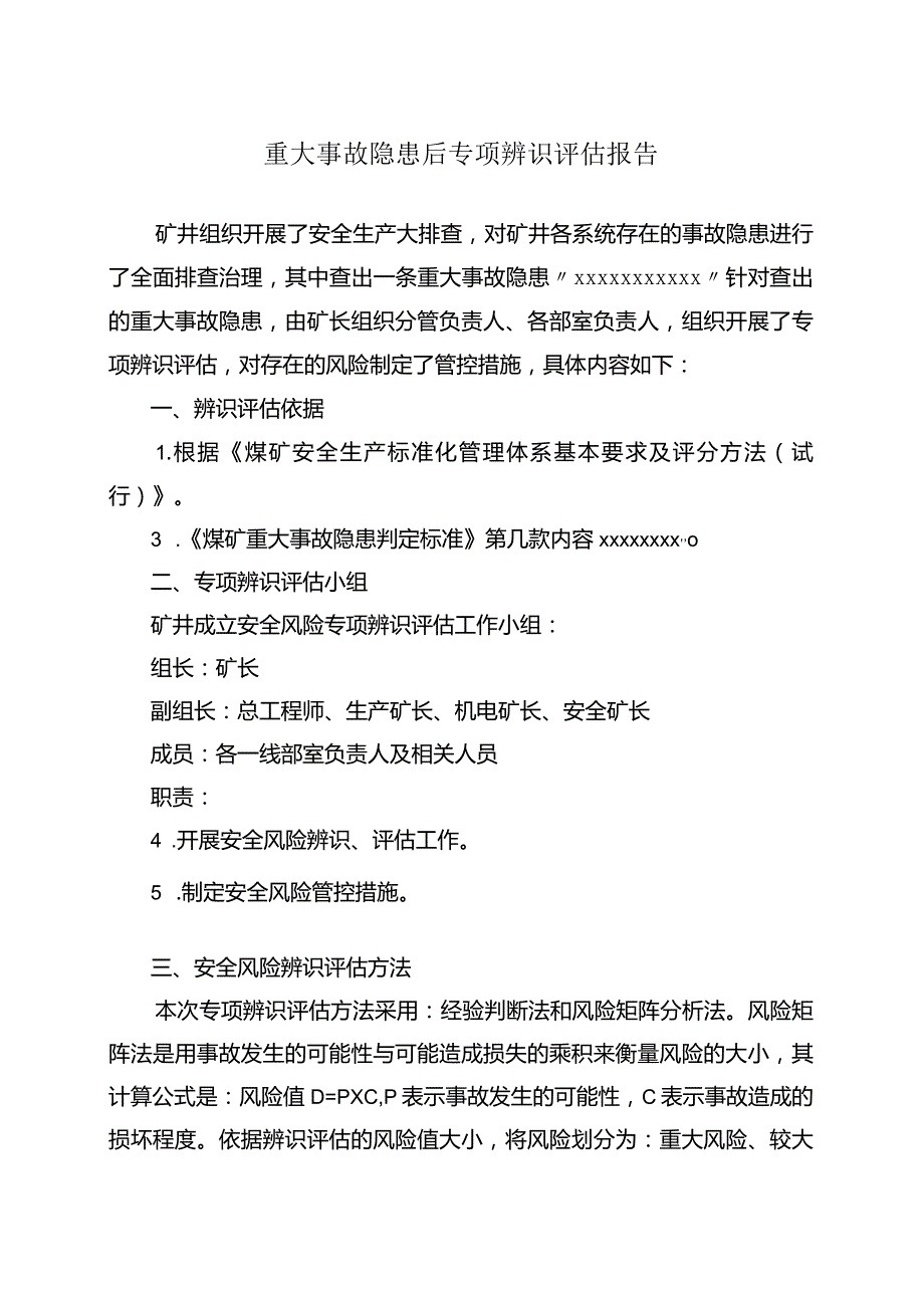 重大事故隐患后专项辨识评估报告.docx_第1页