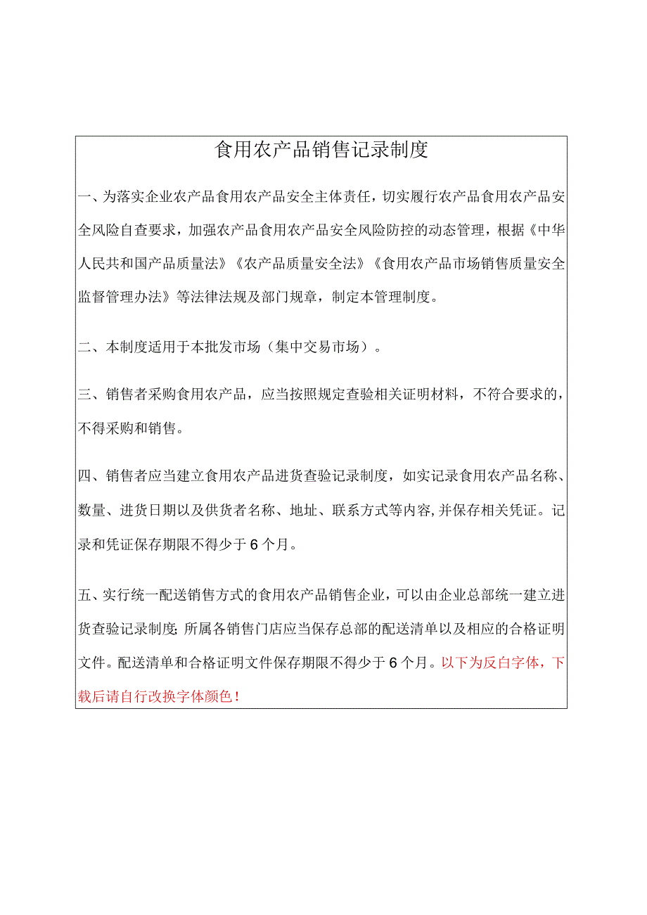 集中交易市场批发市场食用农产品食销售记录制度.docx_第3页