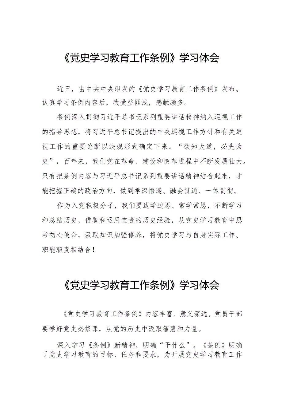 2024年关于学习贯彻《党史学习教育工作条例》的心得体会十篇.docx_第1页