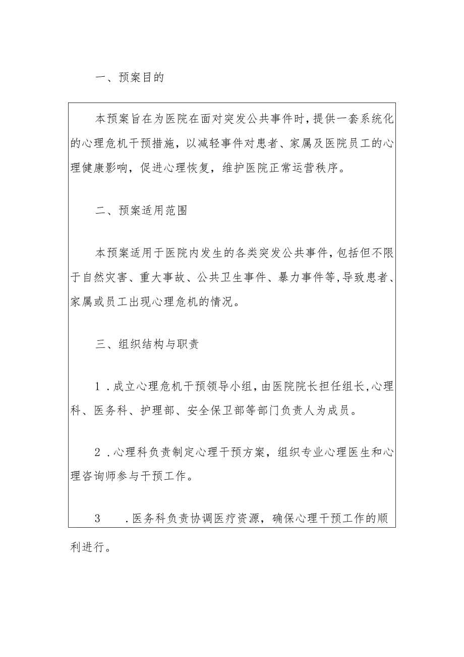 2024中心医院突发公共事件心理危机干预预案（最新版）.docx_第2页