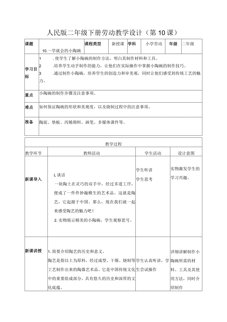 10-一学就会的小陶碗二年级劳动下册（人民版）.docx_第1页