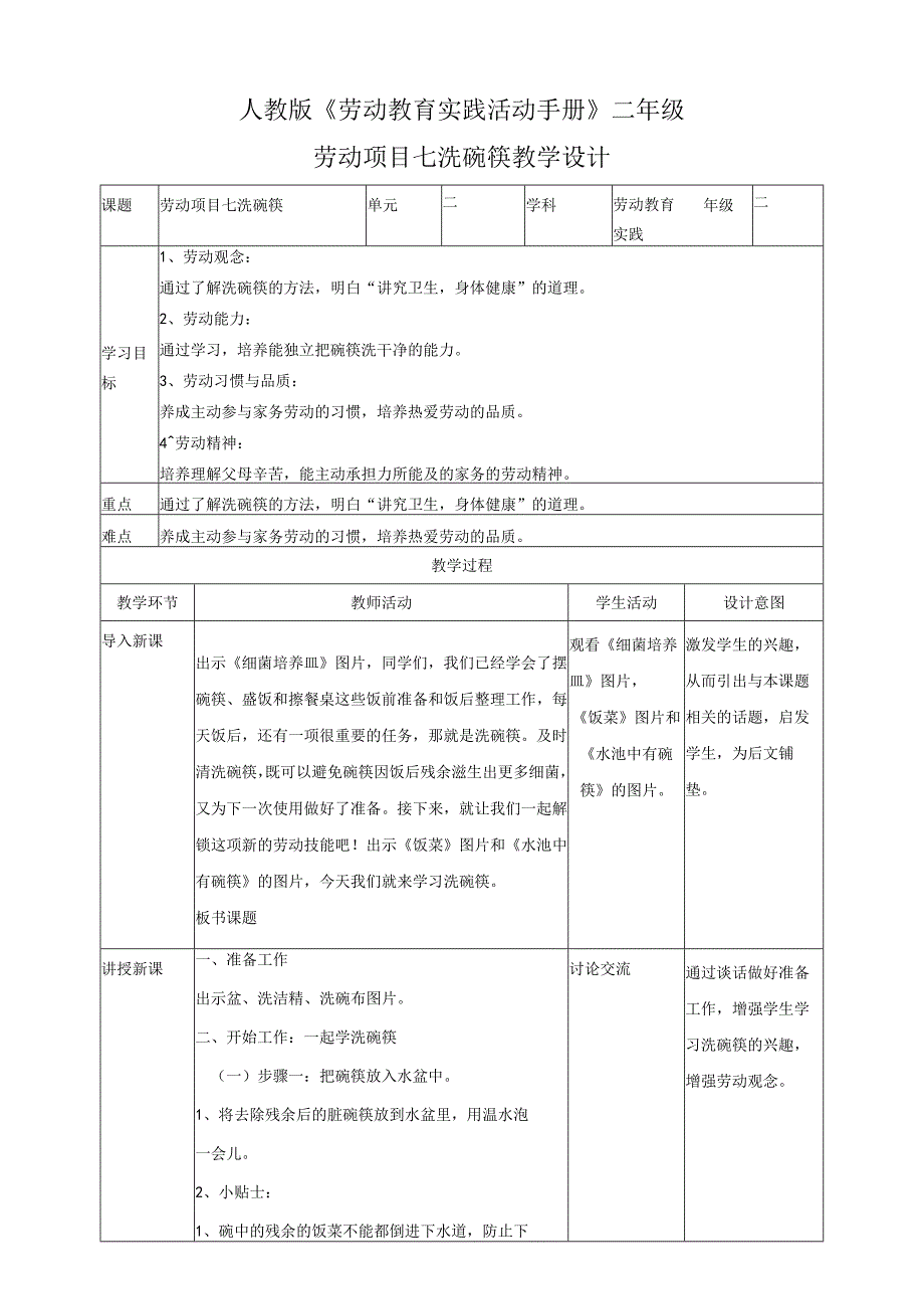 1-洗碗筷教学设计.docx_第1页