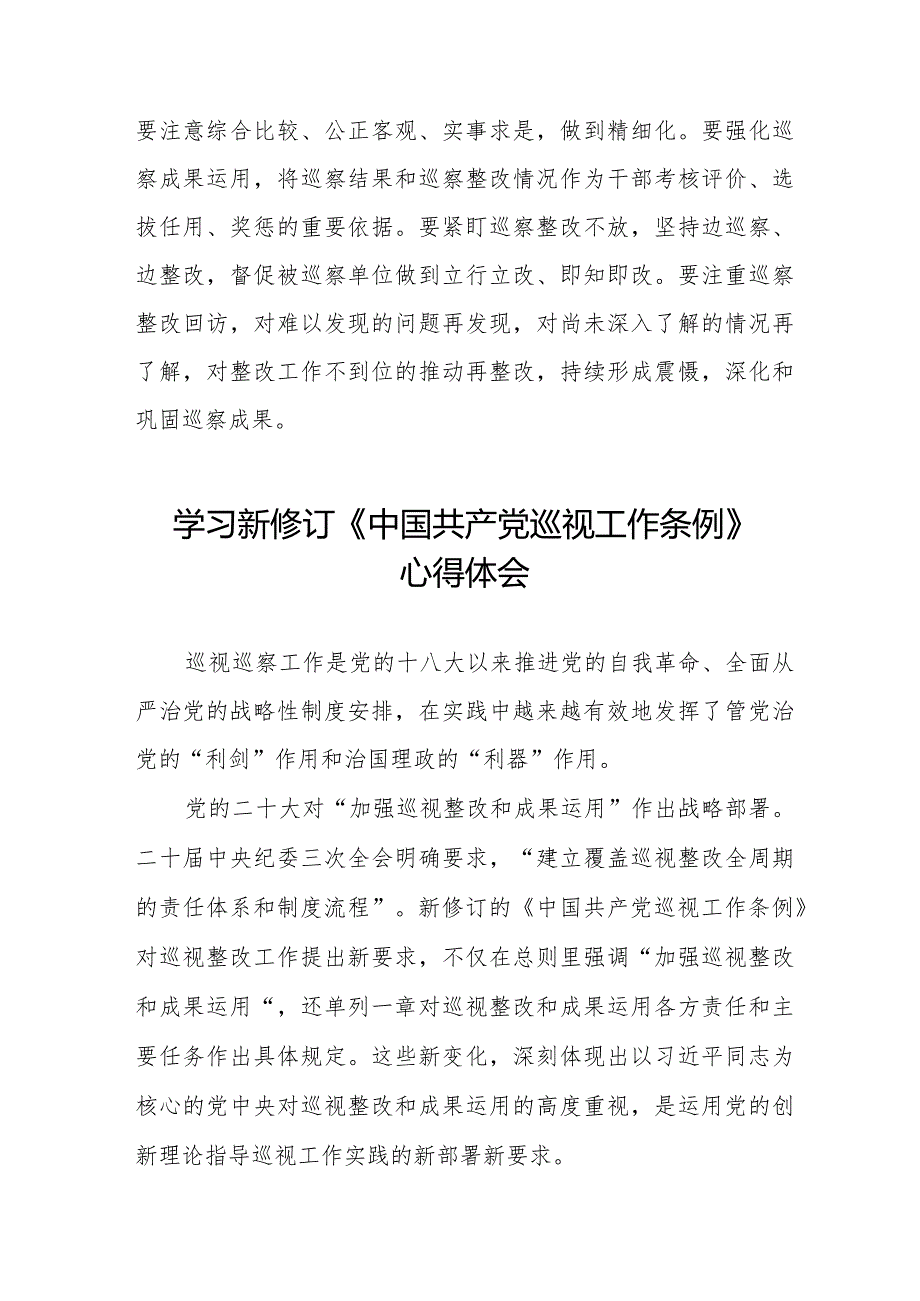 纪检干部学习2024年新修订《中国共产党巡视工作条例》心得体会14篇.docx_第3页