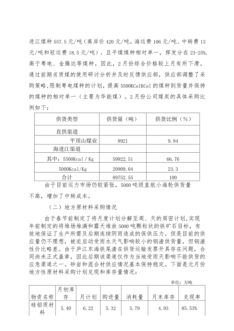 X水泥厂月度经营分析报表汇编—供应状况分析.docx_第3页