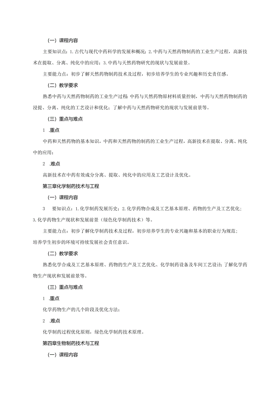 16410001制药工程专业导论大学高校课程教学大纲.docx_第3页