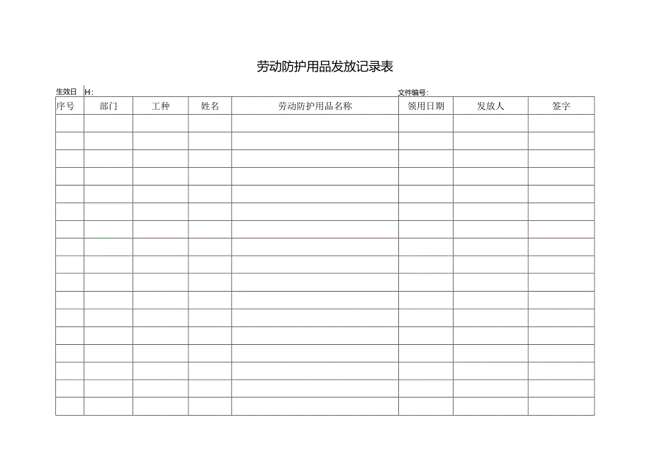 劳动防护用品发放记录表.docx_第1页