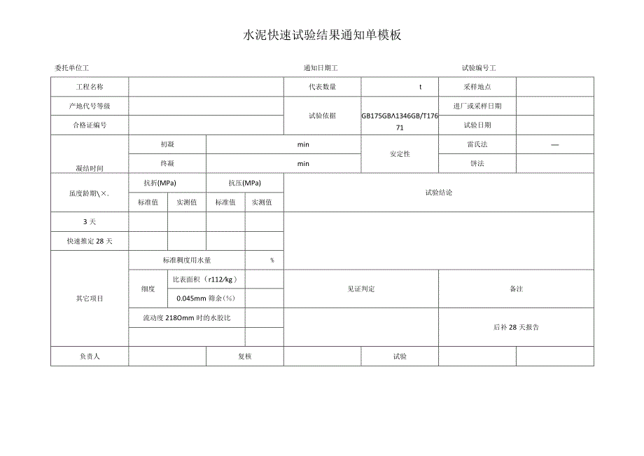 水泥快速试验结果通知单模板.docx_第1页